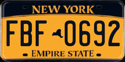 NY license plate FBF0692