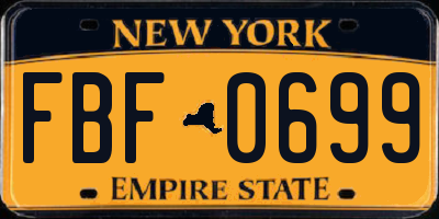 NY license plate FBF0699