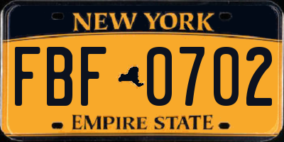 NY license plate FBF0702