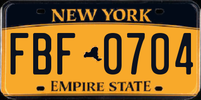 NY license plate FBF0704