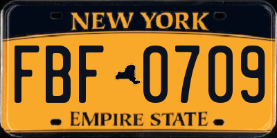 NY license plate FBF0709