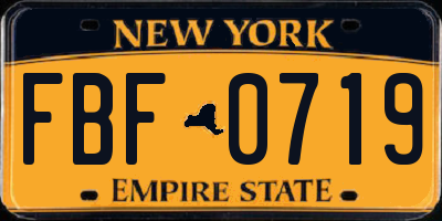 NY license plate FBF0719