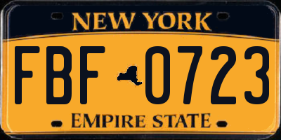 NY license plate FBF0723