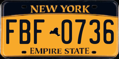 NY license plate FBF0736