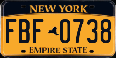 NY license plate FBF0738
