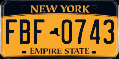 NY license plate FBF0743