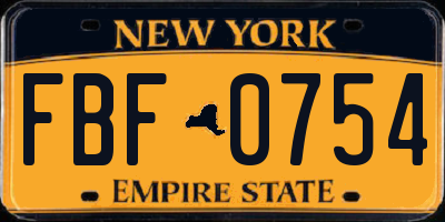 NY license plate FBF0754