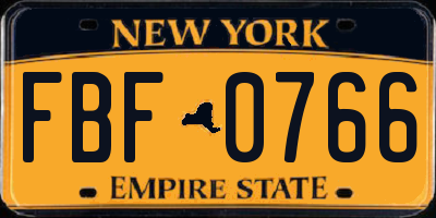 NY license plate FBF0766
