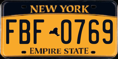 NY license plate FBF0769