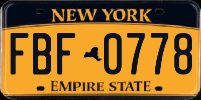 NY license plate FBF0778