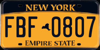 NY license plate FBF0807