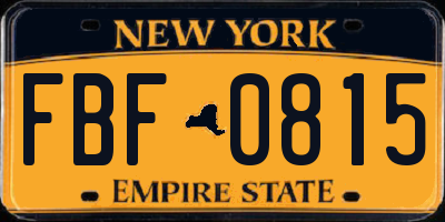 NY license plate FBF0815