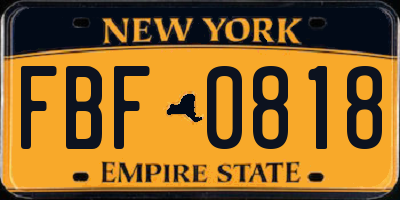 NY license plate FBF0818