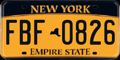 NY license plate FBF0826