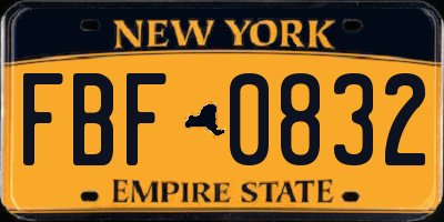 NY license plate FBF0832