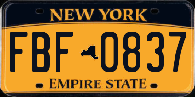 NY license plate FBF0837