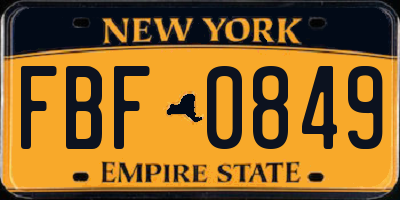 NY license plate FBF0849