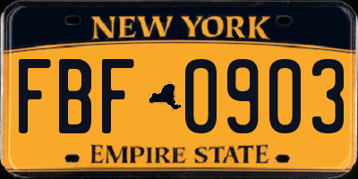 NY license plate FBF0903