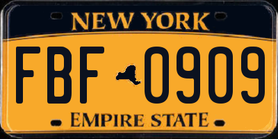NY license plate FBF0909