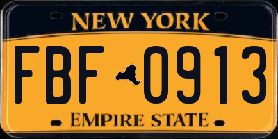 NY license plate FBF0913