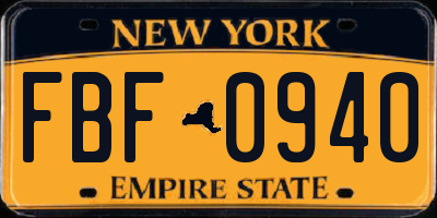 NY license plate FBF0940