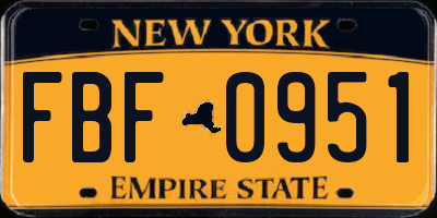 NY license plate FBF0951