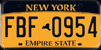 NY license plate FBF0954