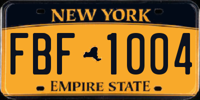 NY license plate FBF1004