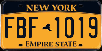 NY license plate FBF1019