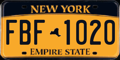 NY license plate FBF1020
