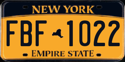NY license plate FBF1022