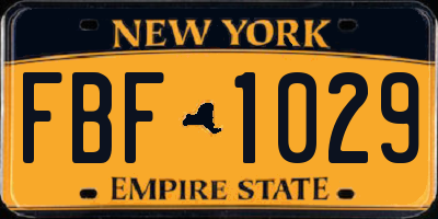 NY license plate FBF1029