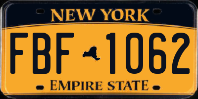 NY license plate FBF1062