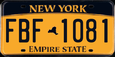 NY license plate FBF1081