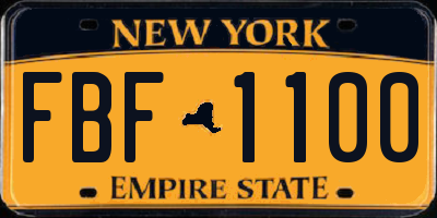 NY license plate FBF1100