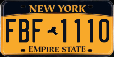 NY license plate FBF1110