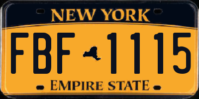 NY license plate FBF1115