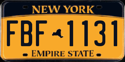 NY license plate FBF1131