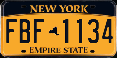 NY license plate FBF1134