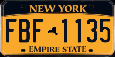 NY license plate FBF1135