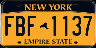 NY license plate FBF1137