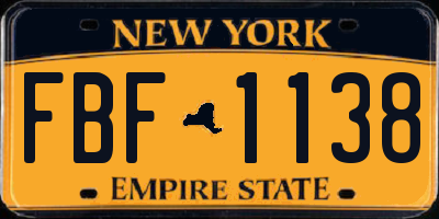 NY license plate FBF1138