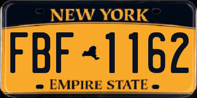 NY license plate FBF1162