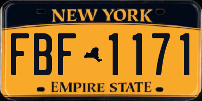 NY license plate FBF1171