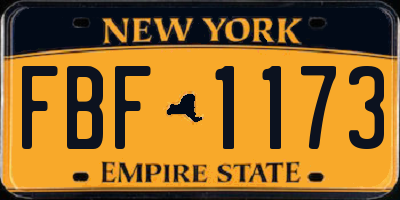 NY license plate FBF1173