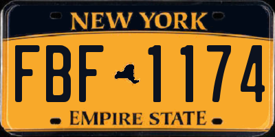 NY license plate FBF1174