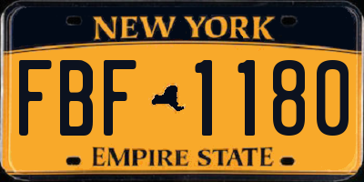 NY license plate FBF1180