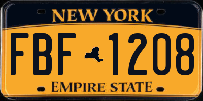 NY license plate FBF1208