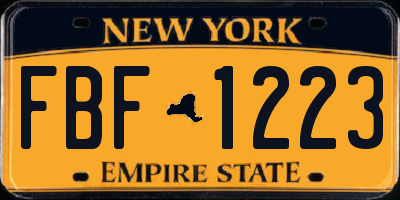 NY license plate FBF1223