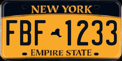 NY license plate FBF1233